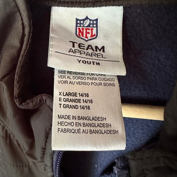 NE Patriots Jacket Boys Quilted Fleece Colorblock Navy Blue Black  NFL XL 14 16 - Picture 7 of 9